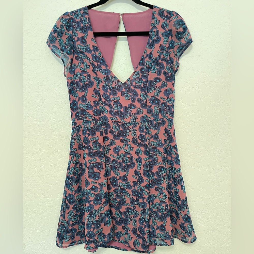 Nasty Gal Pink and Blue Floral Mini Dress